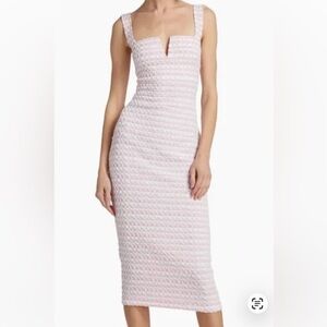 Amanda Uprichard Pink Tweed Midi Dress